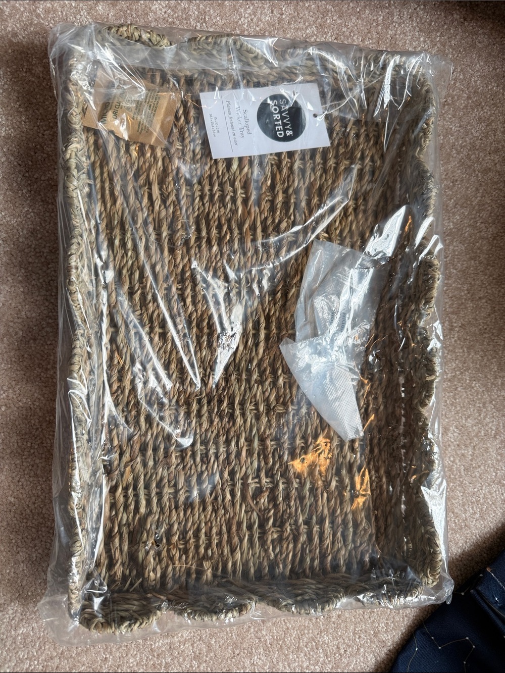 10x15x2 Woven Storage Basket Tray - Natural Brown